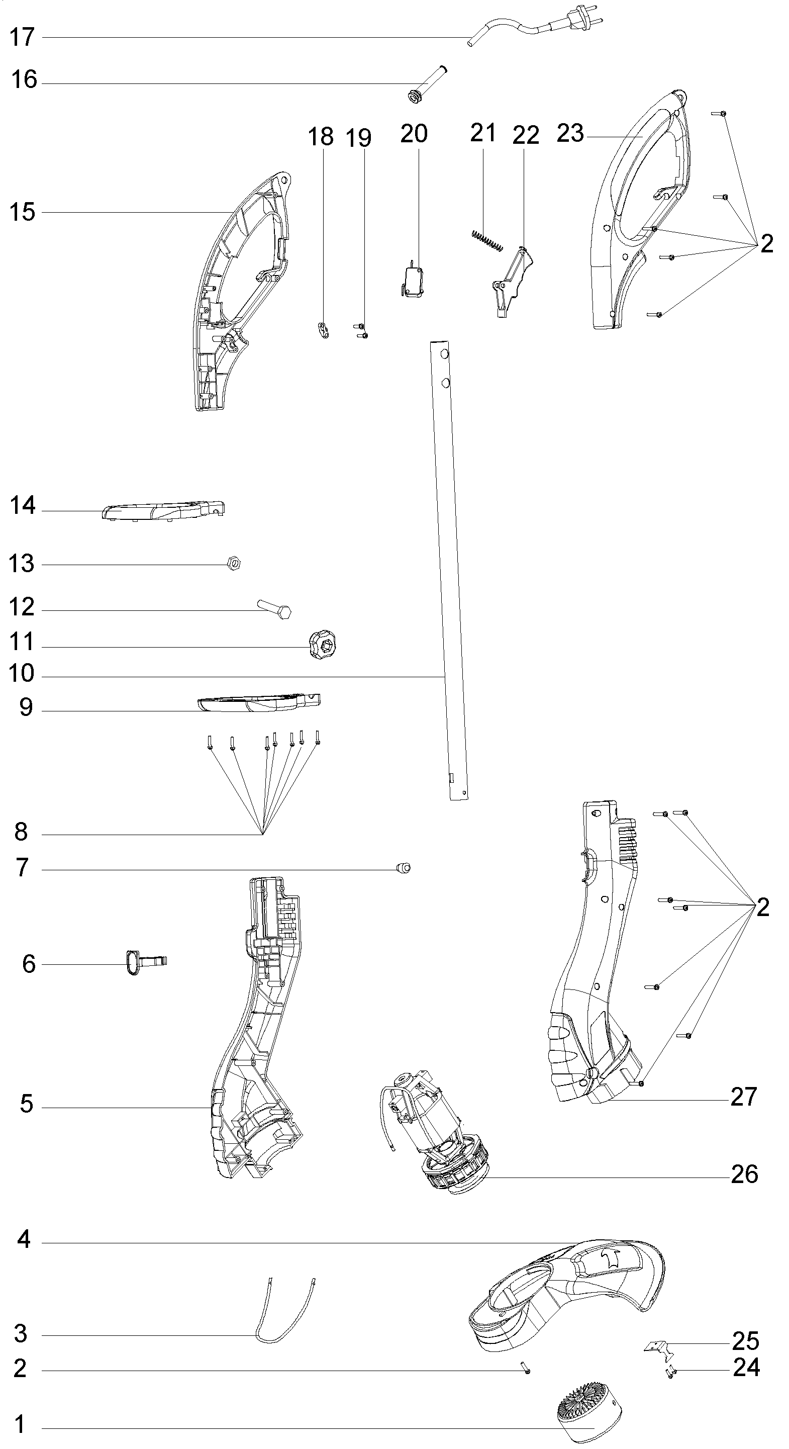 Page A Diagram and Parts List for WS600-B3 2 Black and Decker Trimmer